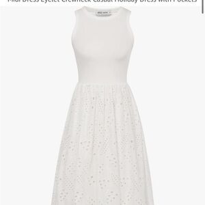 Grace Karin White Sleeveless Halter A-Line Midi Dress